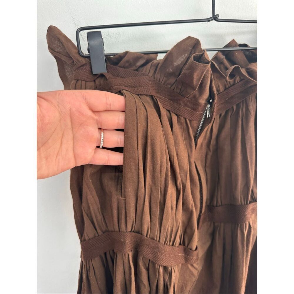 Yohji Yamamoto Women’s Vintage Y2K Brown Pleated Asymmetrical Ruffle Waist Cotto - Picture 11 of 12